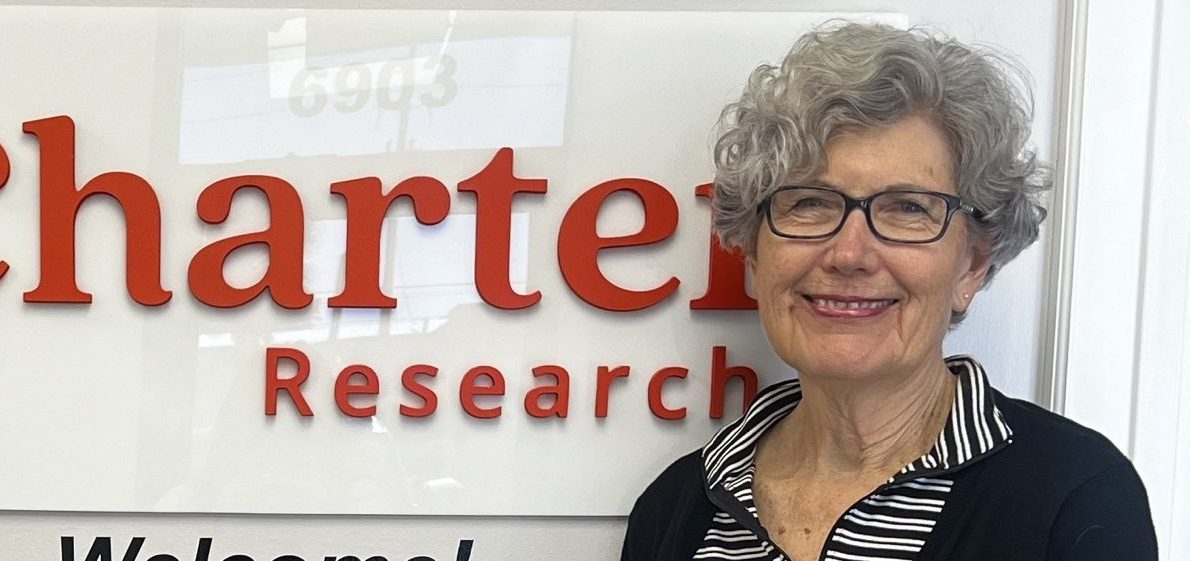 Deltona Resident Joins Clinical Trial. A photograph of Frances Porter at the Charter Research offices.